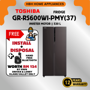 【Free Install + Free Gift】Toshiba GR-RS600WI-PMY(37) 530L SIDE-BY-SIDE Inverter Refrigerator GR-RS696WI-PMY(06) 620L Side-By-Side Door Inverter Refrigerator (Morandi Dark Gray)