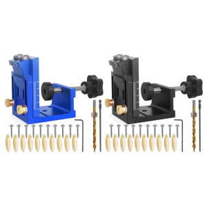 Adjustable Doweling Jig Drill Locator Hole Puncher Positioning Opener Woodworking Tool Includes Drill Bit and Plugs