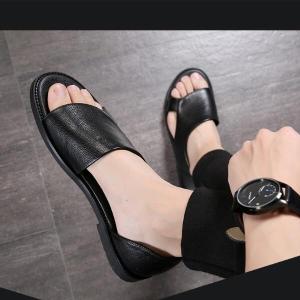 Yunhai Summer Sandals Men Leather Classic Roman Open-toed Slipper Outdoor Beach Rubber Shoes Flip Flop Water Sandal