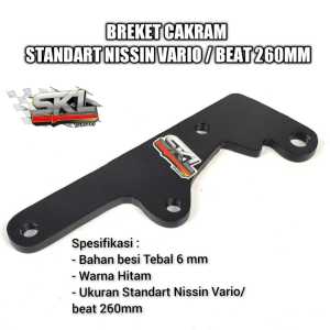 Breket Bracket Dudukan Pangkon Kaliper Piringan Disc Cakram Depan Kaliper Standar Nissin 1 Piston Vario Beat 260mm