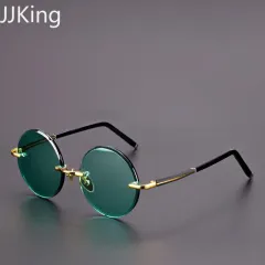Brand Designer Round Cat Eye Sunglasses Men Retro Shades Male Sun Glasses  Mirror Clear Vintage Drivingksize