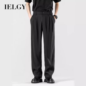 IELGY Casual Suit Pants Men Summer Thin Ice Silk Loose Straight Trousers