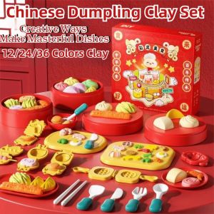 BEIBEI Chinese Food Theme Simulation Kitchen Toy Set Simulated Food 12/24/36 Pcs Clay Pretend Food Play Toy Cooking Cutting Game Non-Toxic Plasticine Tools Set Kids Pretend Play