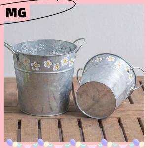【Magical House】[ New Hot Fashion] Vintage Iron Flower Pot Desktop Flower Vase Plant Flowerpot Balcony Plant Bucket