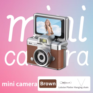 EKLEVA Retro Style Mini CCD Camera with 180° Flip Screen Neck Strap Design Portable Sports Camera for Kid Outdoor Travel Photography