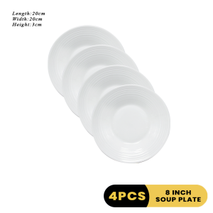 4pcs set White Whorl Design Porcelain Dinnerware Plate / Bowl (WW) Smart Kitchen Ph