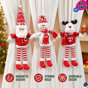 Christmas Curtain Tieback Doll Buckle Santa Snowman Elk Curtain Holdback Window Holiday Decor