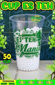 gelas cup plastik 14oz 16oz 18oz 22oz MOTIF cup of tea / teh poci / cup es teh  / sedotan boba bubble / thaitea / sedotan es teh teh / cup of tea
