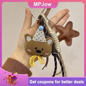 【MPJow】 Cute Plush Bear Bag Pendant Lovely Stuffed Animal Keyring Climbing Rope Keychain For Girls Backpack Hanging Decoration