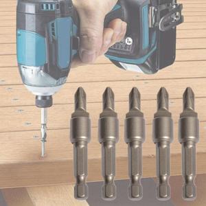 5 Piece Crossing Tip Screwdriver Bits Set With Quick Release Connector Durable Steel Construction For Secure Fastening