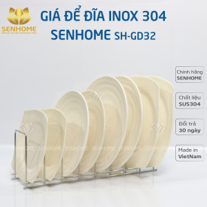 Giá để đĩa inox 304 cao cấp Senhome SH-GD31 kệ xếp đĩa vung thớt đa năng