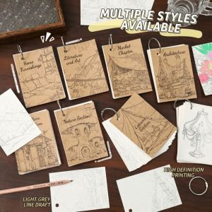 WAPKTY Loose Leaf Drawing Notebook Metal Cover 80 Pages Coloring Notebook Durable Solid Paper Sketchbook for Kids for Practice Relaxation