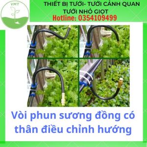 Vòi phun sương đồng có thân điều chỉnh hướng uốn cong theo hướng tưới