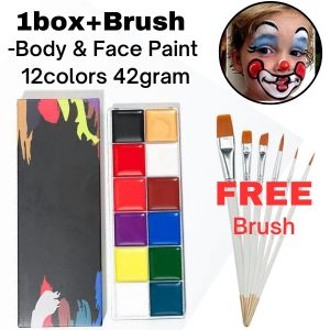 12 Colors Face Body Paint Set Non-Toxic & Hypoallergenic Face Body Art Oil Easy to Apply and Remove Party Makeup Sets Xmas New Year Party Supply Kids Toy