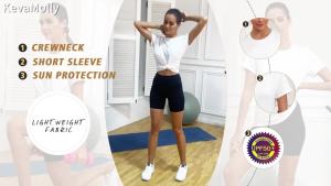 KevaMolly  Womens Sports Top  UPF50+  Breathable Loose Yoga  T  Short Sleeve Running Gym Sports Shirt  T  Shirt Top