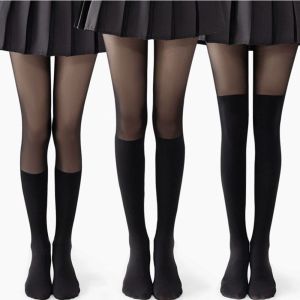XINSU38 Trendy Thickened For Women Nylon Matching Dress Fake High Tube Knee Fake Calf Socks Women Stockings Tights Splicing Pantyhose