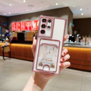 Crashstar mạ vỏ điện thoại mềm trong suốt với đồ đựng thẻ cho Samsung Galaxy Note 20 Ultra S25 S24 S23 S22 Ultra S21 Plus + S20 FE A54 A34 A14 A73 A53 A33 A13 A72 A52 A32 A12 a21s A71 A51 A31 A16 A55 a35 A15 silicon an toàn Ốp điện thoại Bìa Shell
