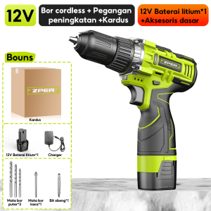 ZPER Bor Listrik Mesin Bor Baterai Tangan Cordless Drill Battery Bor Tanpa Kabel Bor Lithium ZP011