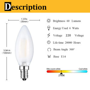 Bóng Đèn LED 4W 6W 6 Gói Bóng Đèn Edison E14 Bóng Đèn Dây Tóc Nến C35 Bóng Đèn Mờ Có Thể Điều Chỉnh Độ Sáng Đèn Tiết Kiệm Năng Lượng Cho Đèn Chùm Thay Thế