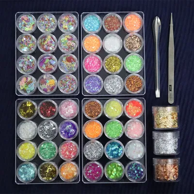 Epoxy Resin DIY Making Tool Set Coloring Decoration Mixed Glitter Sequins Gold Silver Copper Color