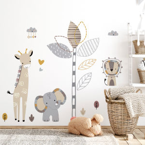 Decal Dán Tường Voi Hươu Cao Cổ Boho Có Keo Sẵn 109x95cm - Trang Trí Không Gian Phòng Ngủ Cho Bé