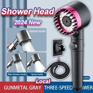 Multifunction Bathroom Shower head with filter Rose gold 1.5M Explosion-proof pipe Adjustable 2024 Booster Shower head Shower water purifier