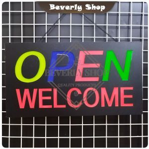 OPEN WELCOME ขนาด 44 X 24 X 3.5 cm ป้ายไฟอะคลีลิค ป้ายไฟ หน้าร้าน ป้ายไฟตัวอักษร LED ตกแต่งหน้าร้าน สร้างความโดดเด่นให้ร้านคุณ