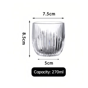 Ins Style Retro Glass Cup Flame Pattern Vertical Ice Coffee Cup Whiskey Glass