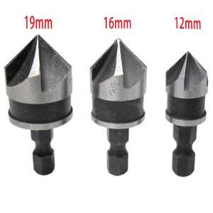 3PCS MATA BOR COUNTERSINK KONTERSINK MATA BOR KAYU BESI CARBON ALUMUNIUM PLAT SET KOMPLIT MATA BOR DRILL BIT COUNTERSINK CARBON STEEL 12 16 19MM 3 PCS