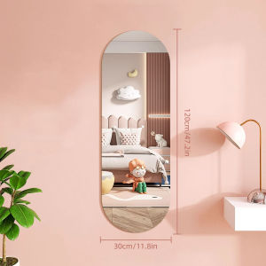 【1-3 Days Delivery 】60/120cm Oval Full Body Mirror Acrylic Arched  Mirror Wall Stickers Self Adhesive Full Length Mirror Explosion Proof Flexible Mirror Wall