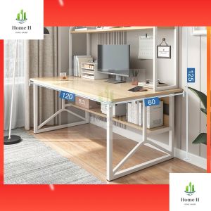 Computer Table with Book Shelf Solid Wood Study Writing Table Home Office Desk Minimalist Laptop Desk