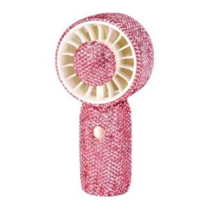 KENDRAT Sparkling Rhinestone Handheld Fan Long-Lasting 3 Gears Portable Hand Fan Compact Quiet Operation Mini Cooling Fan Travel Use
