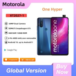 Original Motorola One Hyper XT2027-1 LTE 6.5inches 4GB RAM 128GB ROM 64MP Dual Camera Fingerprint Android Unlocked Cellphone