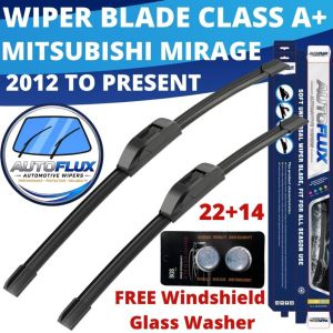 AutoFlux Wiper Blade Class A+ Mitsubishi Mirage 2012 To Present FREE Windshield Glass Washer | 22+14