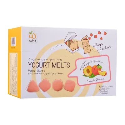 Wel.B Freeze-Dried Yogurt Melts - Peach 6 x 7g packs per box