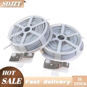 SDJZT 1 chiếc (50m) Dây buộc cây trong vườn đa năng màu trắng chắc chắn có lõi dây thép bọc nhựa
