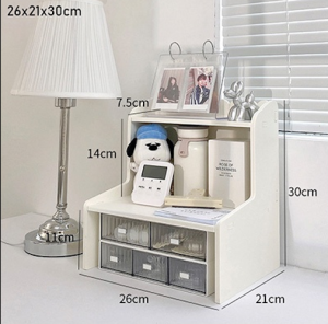 Kệ Để Bàn Đơn Giản Cho Văn Phòng Gỗ Nhựa Màu Trắng Đựng Mỹ Phẩm