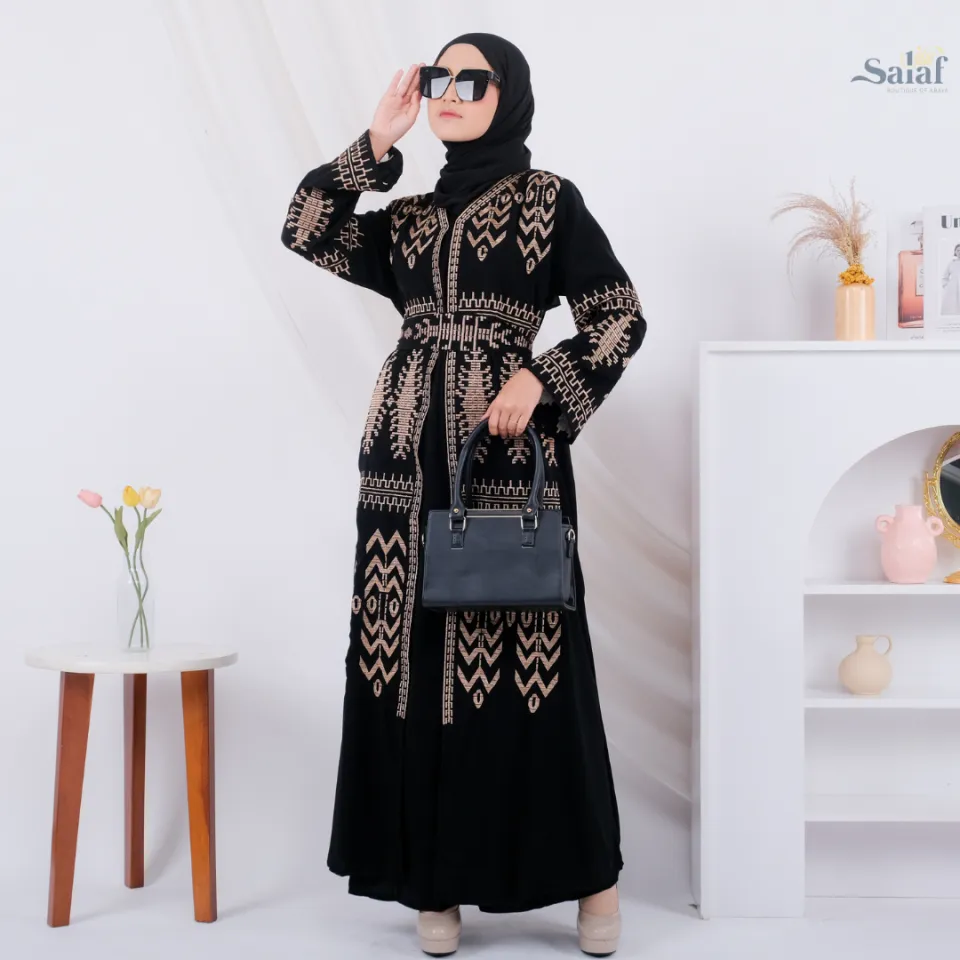 Baju Gamis Abaya Terbaru 2024 Kekinian Bahan Jetblack Import Model