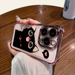 Hontinga Casing Case For Vivo V50 V40 Lite V30 V27 V29E V23 V25 Pro T1 5G 4G Case Black Cat Color Luxury Chrome Plated Soft TPU Phone Case Shockproof Anti Gores Rubber Cases Softcase For Girls