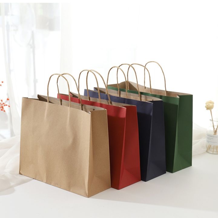 20PCS Brown/Red/Green Paper Bag with twist Handle bag Gift Bag Kraft Bag  Plain Hand bag Lazada PH