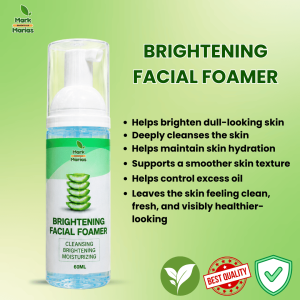 Mark and Marias Brightening Facial Foamer 60mL | Gentle Face Wash & Facial Cleanser | Removes Dirt Excess Oil and Impurities | Hydrating Daily Cleanser | With Aloe Vera Glycerin Retinyl Palmitate & Zinc | For Fresh Radiant Healthy Skin Gentle Formula!