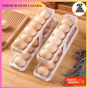 AKEZ TEMPAT TELUR AYAM 2 TINGKAT KULKAS TEMPAT PENYIMPANAN TELUR MINIMALIS RAK TELUR 2 TINGKAT