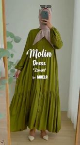 Dress Maxy Molin - Cotton Rayon Twill Premium Ld 110 Pj 135 Full Kancing Moella