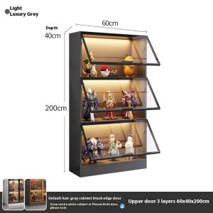 Glass Door Display Cabinet  Storage Figurine Toy Building Block Decoration Bookcase Wine Cabinet