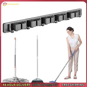 Winnereco Broom Holder Wall Mount Mop and Broom Hanger with Hooks Broom and Mop Holder Wall Mounted Broom Organizer for Home Kitchen Garden Laundry Garage