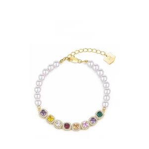 BEAUTYLADIES วินเทจ สร้อยข้อมือพลอยเทียมสีรุ้ง หรูหราสุดหรู เครื่องประดับสำหรับตกแต่ง สร้อยข้อมือคริสตัลมุก ละเอียดอ่อนและละเอียดอ่อน เครื่องประดับข้อมือสำหรับผู้หญิง สร้อยข้อมือเพทายสี สำหรับผู้หญิง