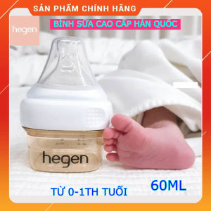 Bình sữa cao cấp HEGEN Hàn Quốc PPSU 60ml cho bé từ 0-1 tháng tuổi size extract flow mô phỏng ty mẹ - Chính hãng