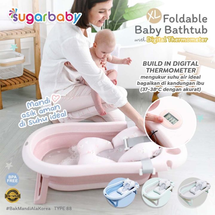 SUGAR BABY Foldable Baby Bathtub with Digital Thermometer F88