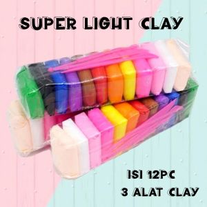 Mainan Anak Polymer Clay 12 Warna Murah Dapat Pisau Cetakan