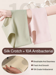 Antibacterial Ice Silk Panties/Seamless Mid Waist Underwear/Women’s Breathable Triangle Briefs/Comfortable Yoga Wear